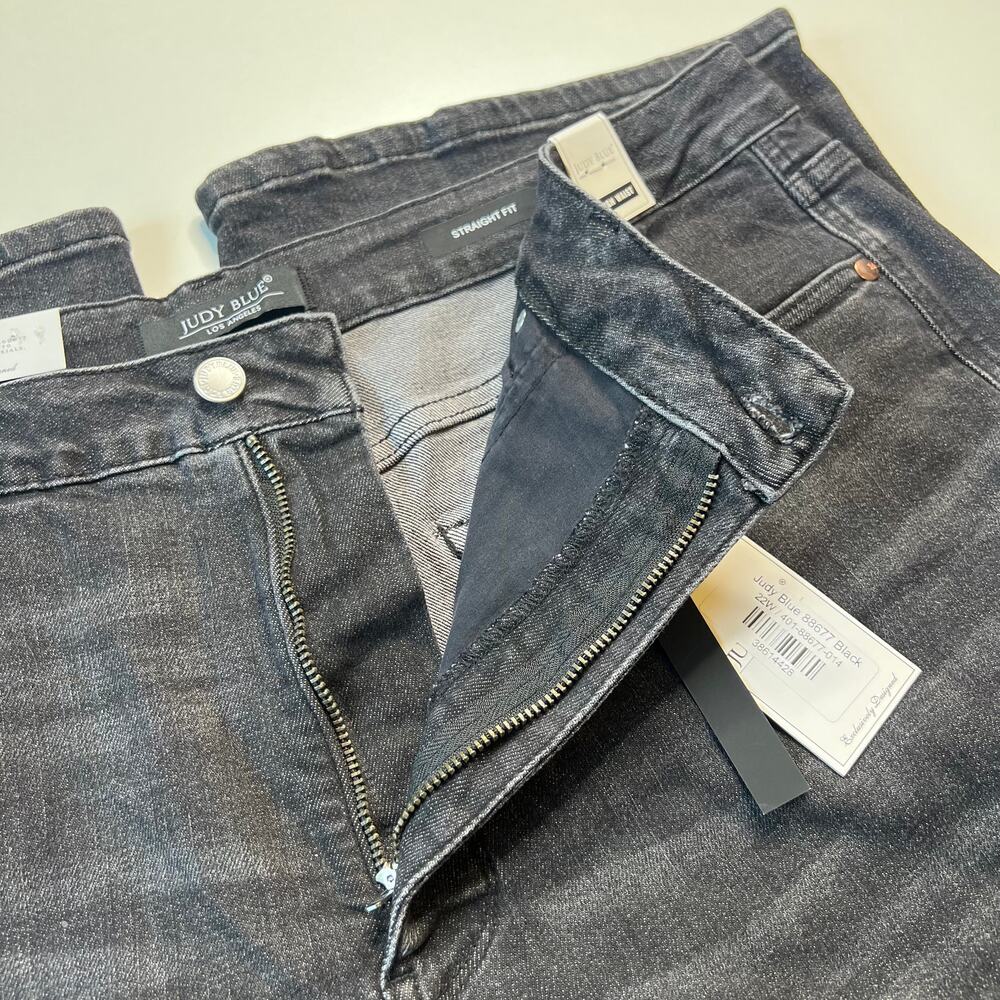 Judy Blue NWT Jeans 22W High Rise Tummy Control Straight Fit Black Denim Stretch - Picture 7 of 15